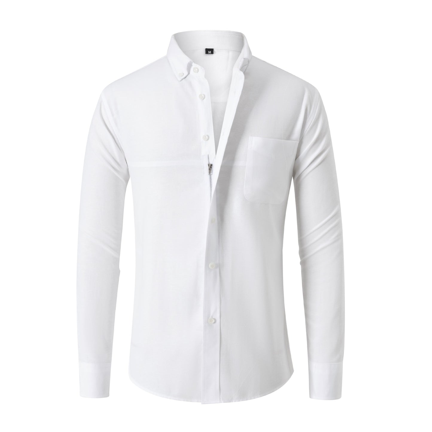 Non-ironing Men's Long-sleeve Zipper Oxford Woven Shirts