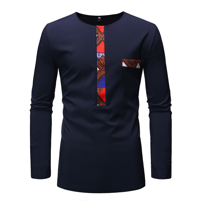 African Ethnic Style Stitching Men's Long Sleeves