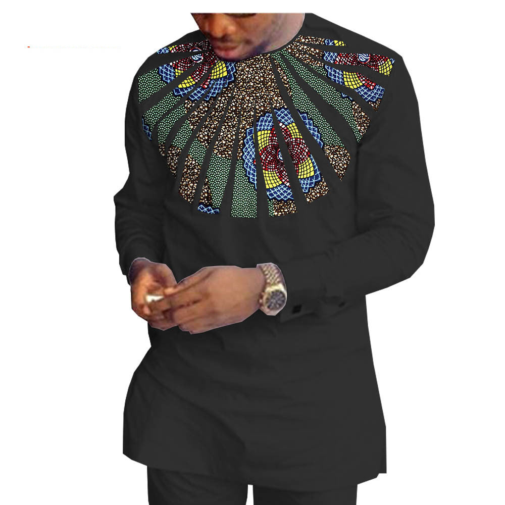 African Ethnic Printing Batik Cotton Men'S Casual Suit