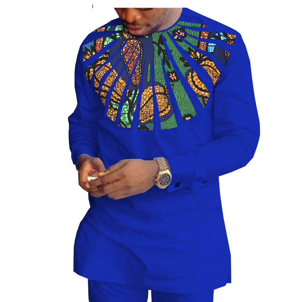 African Ethnic Printing Batik Cotton Men'S Casual Suit