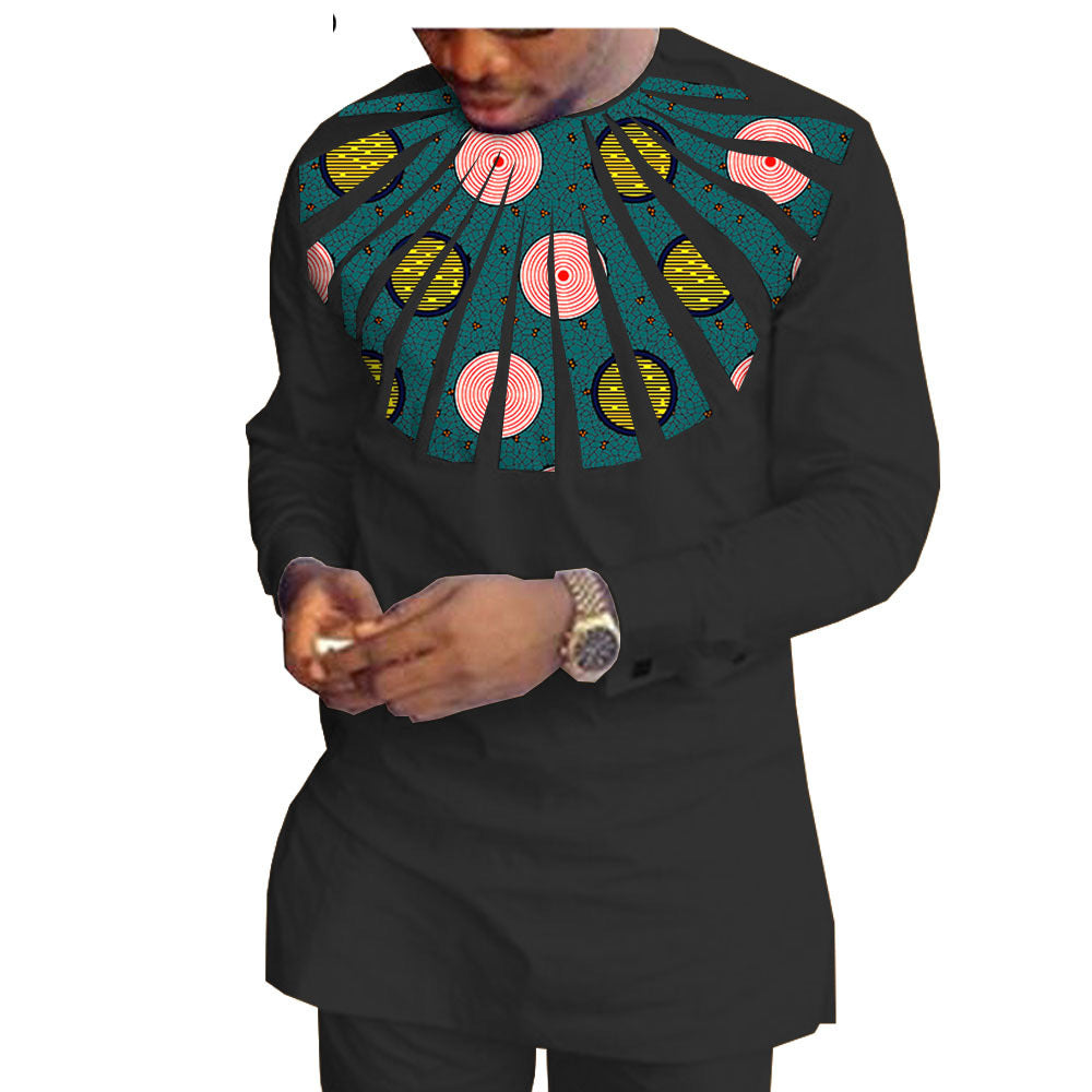 African Ethnic Printing Batik Cotton Men'S Casual Suit