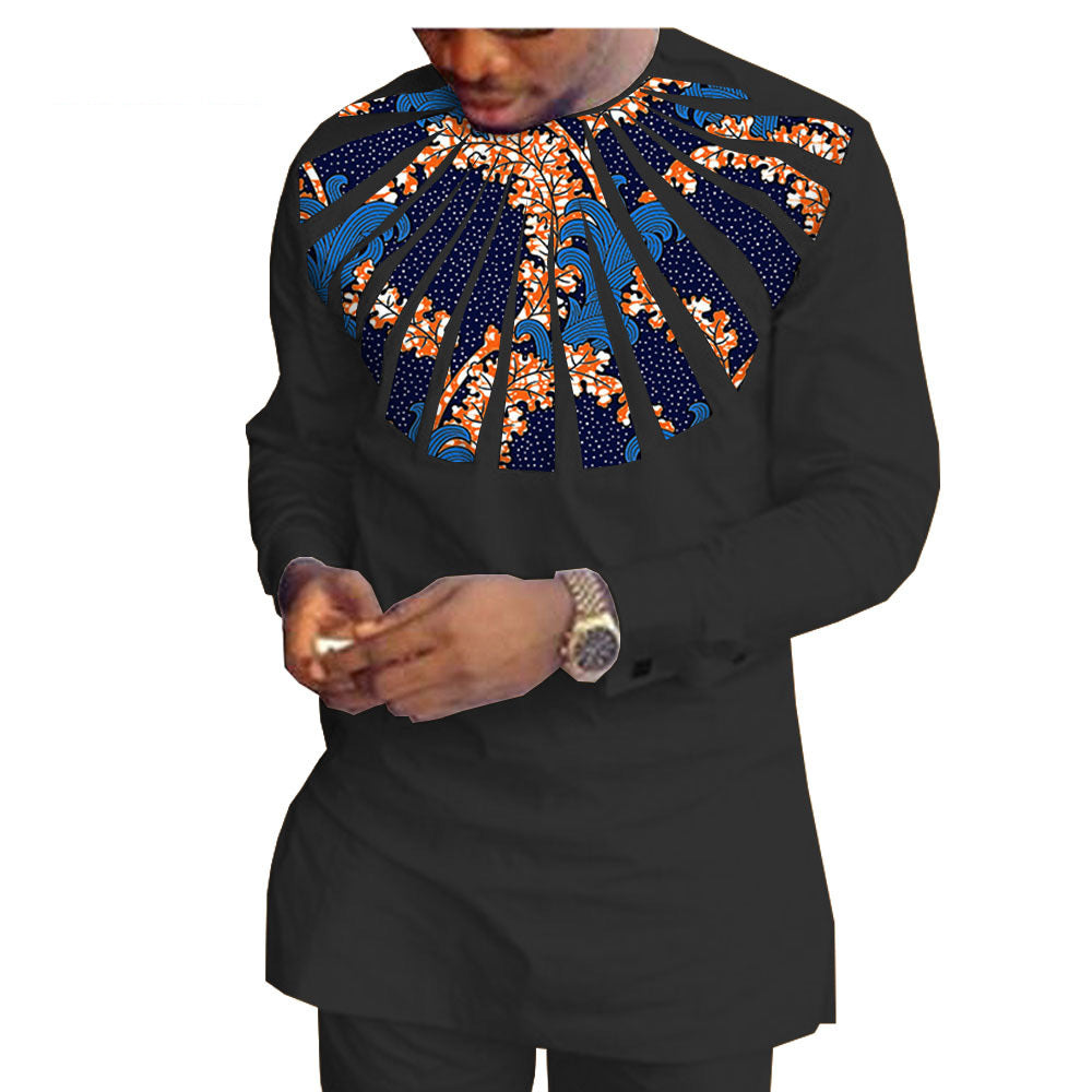 African Ethnic Printing Batik Cotton Men'S Casual Suit