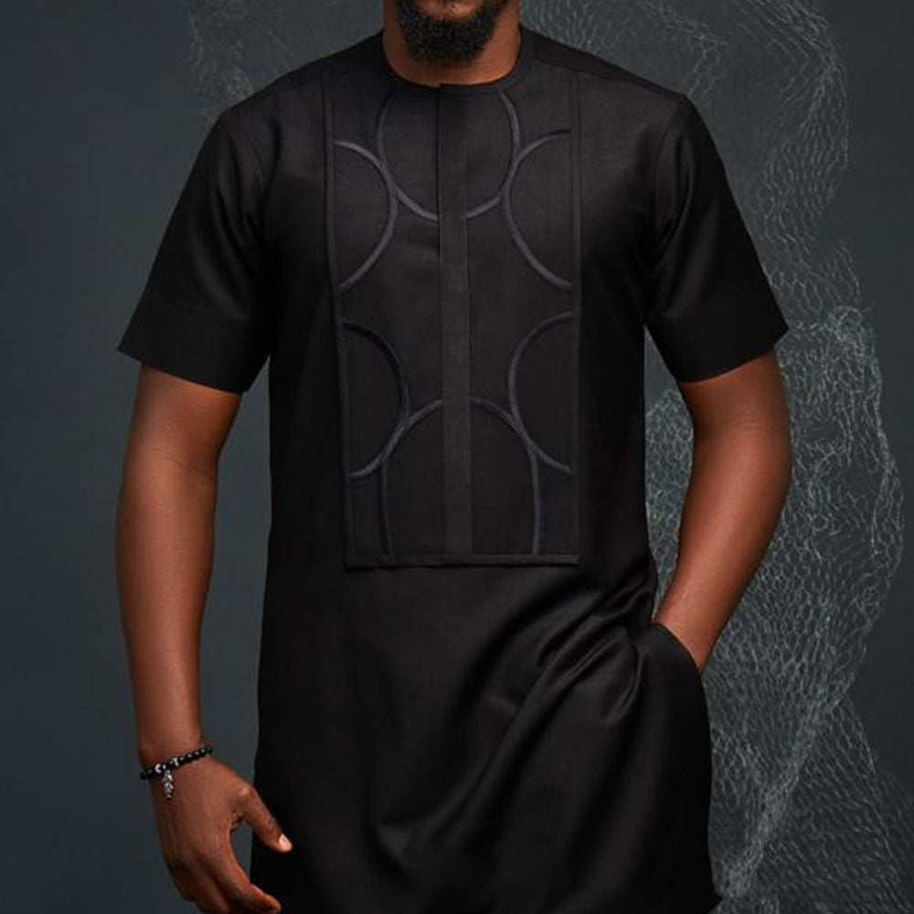 African Ethnic Style Short Sleeve Medium Length Shirt T-Shirt