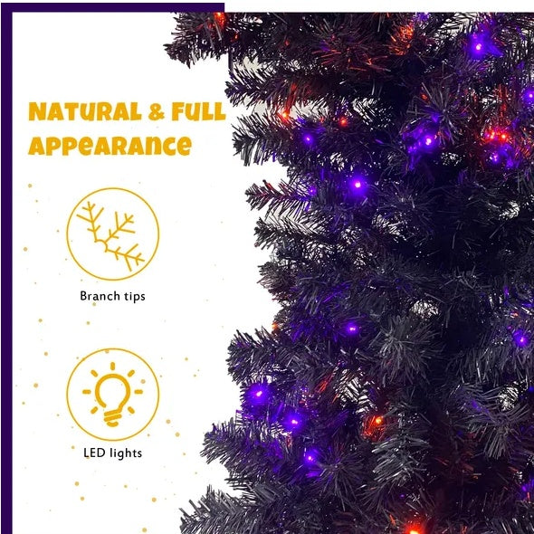 6FT Artificial Fir Bent Top Halloween Christmas Tree, Xmas Tree Bendable  Style Christmas Tree Holiday Decoration W1,080 Branch Tips, 300 LED Lights X Mas Halloween Style