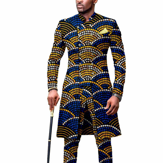 African Men's Slim Fashion Two Piece