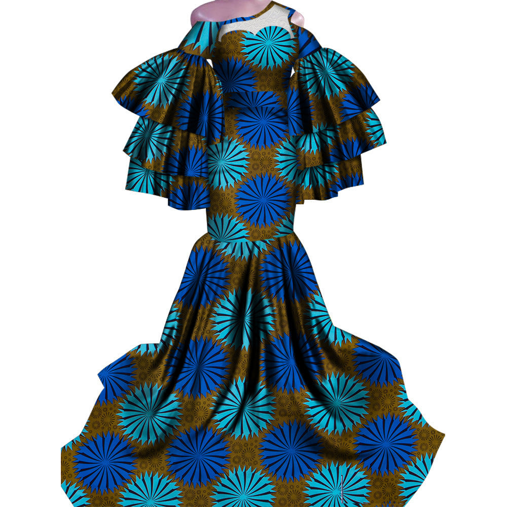 African Print Traditional Fishtail Dress Floor-length Dress