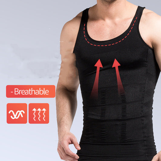 Men's Body Shapers Belly Contracting And Close-fitting Breast Shaping Vest