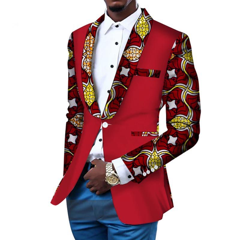 African Men's Casual Printed Cotton Suit