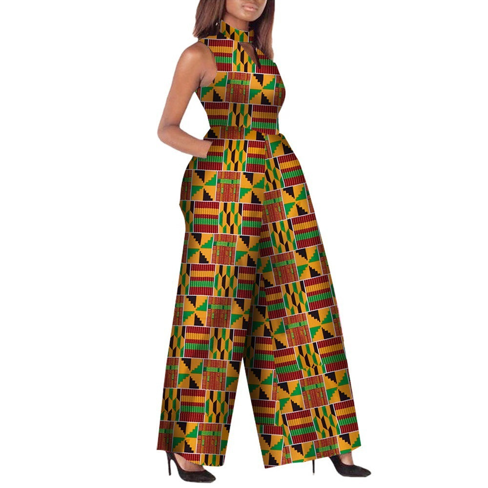 African Women's Ankara Fashion Jumpsuit Sleeveless