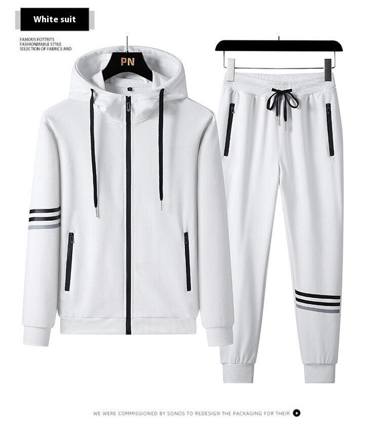 Men's Casual Sports Pure Cotton Hooded Sweater Trousers Two-piece Set