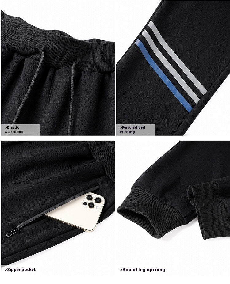 Men's Casual Sports Pure Cotton Hooded Sweater Trousers Two-piece Set