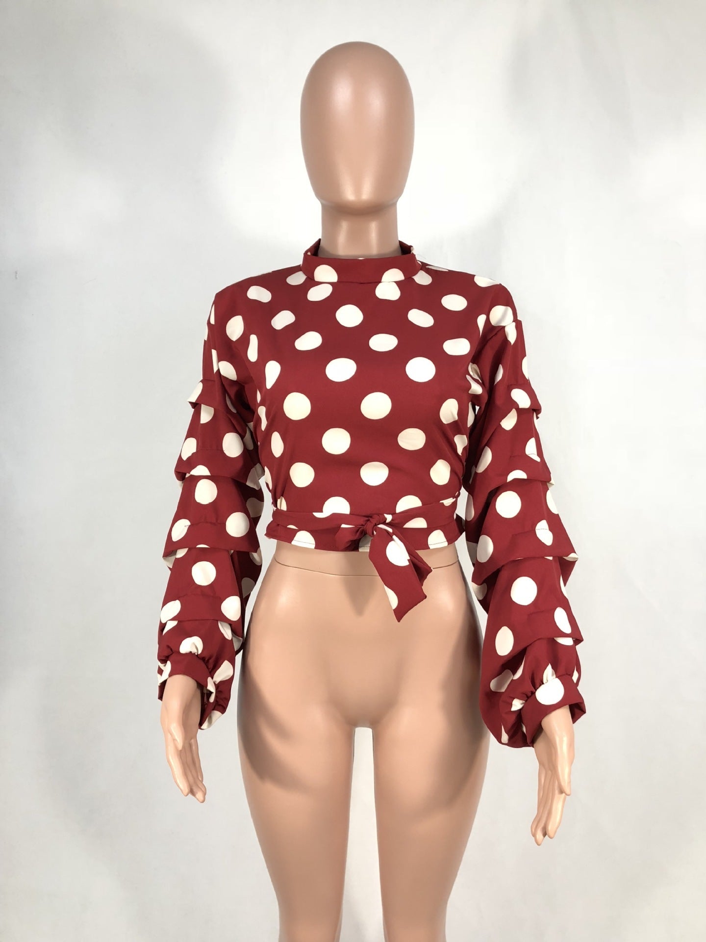 New Womens Polka Dot Large Size Loose Long Sleeve Blouse