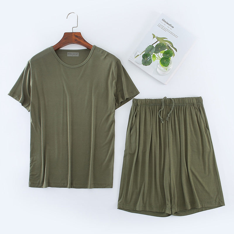 Men's Modal T-shirt Set Short Sleeve Shorts Home Suit